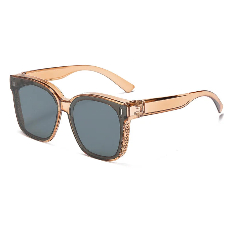 Fashion Square Polarized Sunglasses Cover over Myopia Prescription Glasses Portable Men Women Vintage Fishing Driving Eyewear 