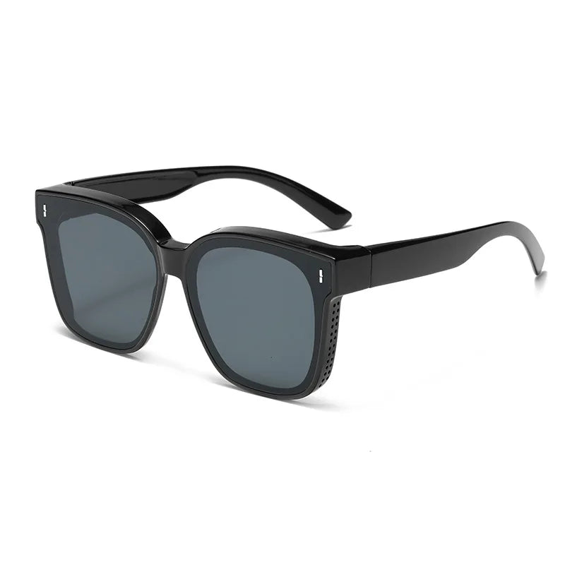 Fashion Square Polarized Sunglasses Cover over Myopia Prescription Glasses Portable Men Women Vintage Fishing Driving Eyewear 