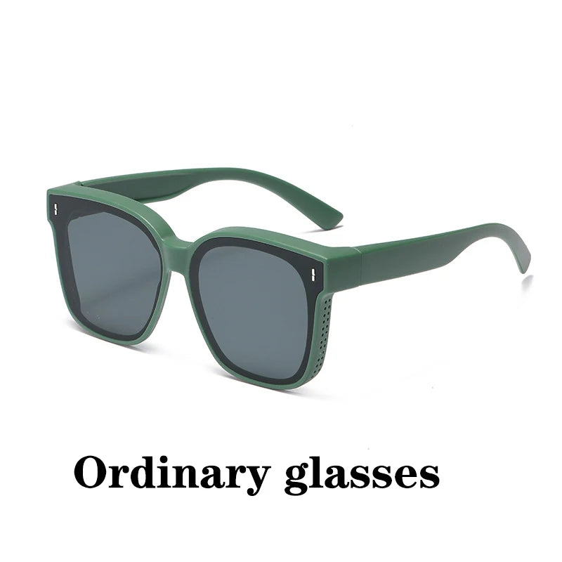 Fashion Square Polarized Sunglasses Cover over Myopia Prescription Glasses Portable Men Women Vintage Fishing Driving Eyewear 