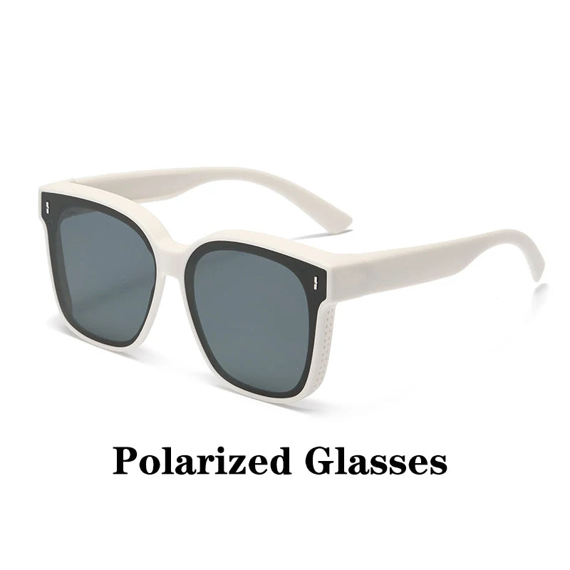 Fashion Square Polarized Sunglasses Cover over Myopia Prescription Glasses Portable Men Women Vintage Fishing Driving Eyewear 