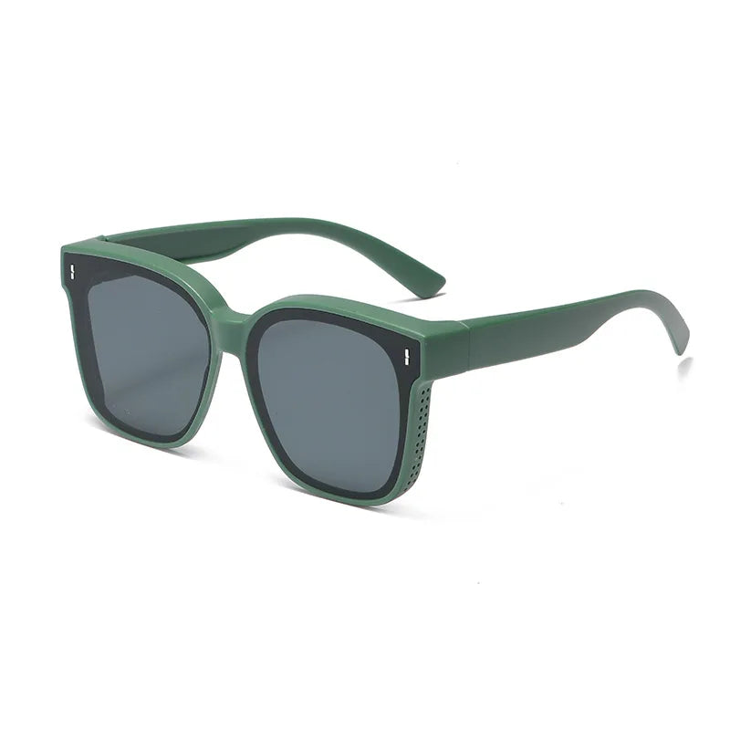 Fashion Square Polarized Sunglasses Cover over Myopia Prescription Glasses Portable Men Women Vintage Fishing Driving Eyewear 