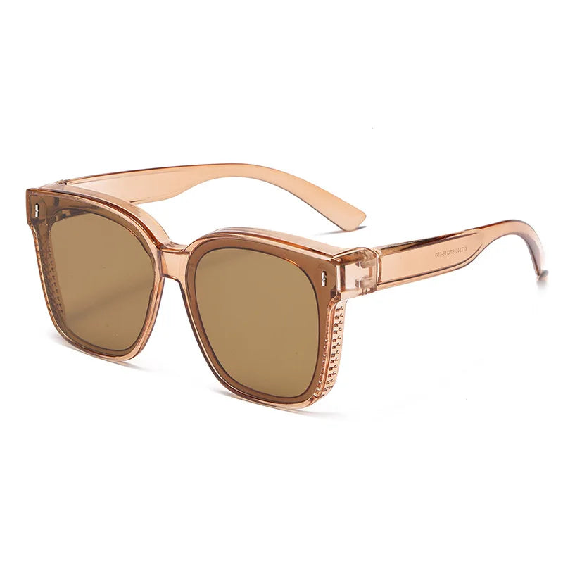 Fashion Square Polarized Sunglasses Cover over Myopia Prescription Glasses Portable Men Women Vintage Fishing Driving Eyewear 