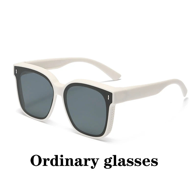 Fashion Square Polarized Sunglasses Cover over Myopia Prescription Glasses Portable Men Women Vintage Fishing Driving Eyewear 